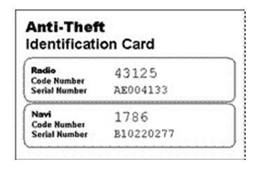 Honda anti-theft identification card #2